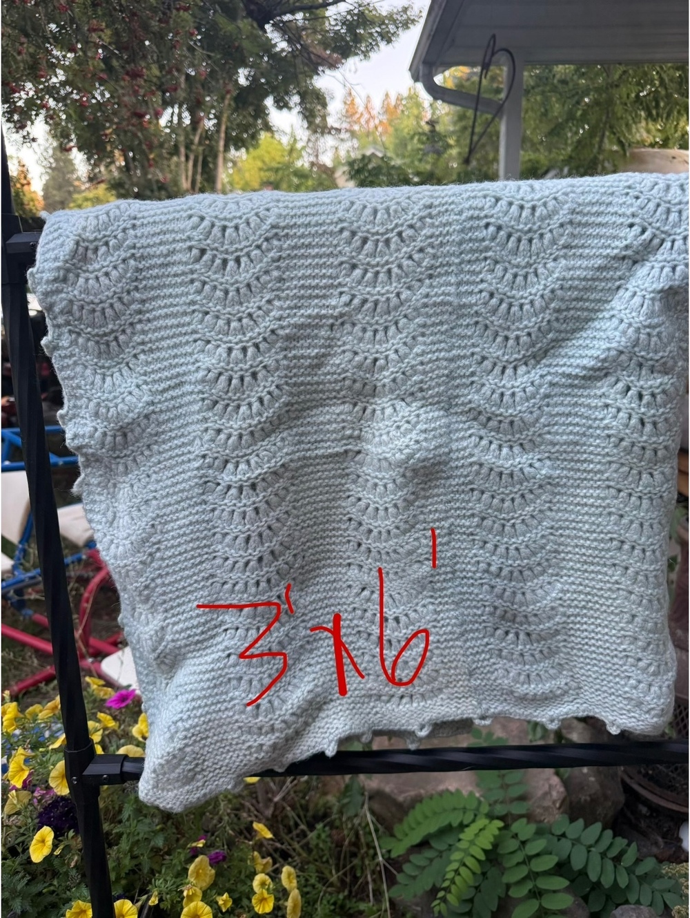 Handmade Crocheted Light Blue Throw Blanket